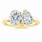 Load image into Gallery viewer, Lab-Grown Oval &amp; Pear Diamond Two-Stone Engagement Ring
