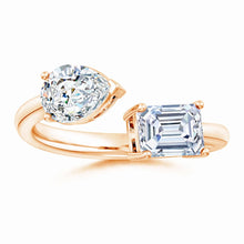 Lab-Grown Pear & Emerald-Cut Diamond Two-Stone Open Ring
