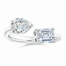 Lab-Grown Pear & Emerald-Cut Diamond Two-Stone Open Ring