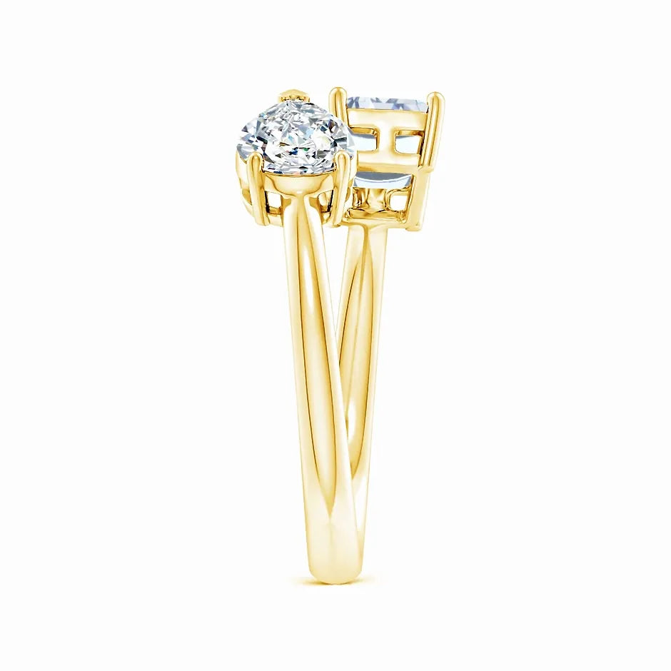 Lab-Grown Pear & Emerald-Cut Diamond Two-Stone Open Ring