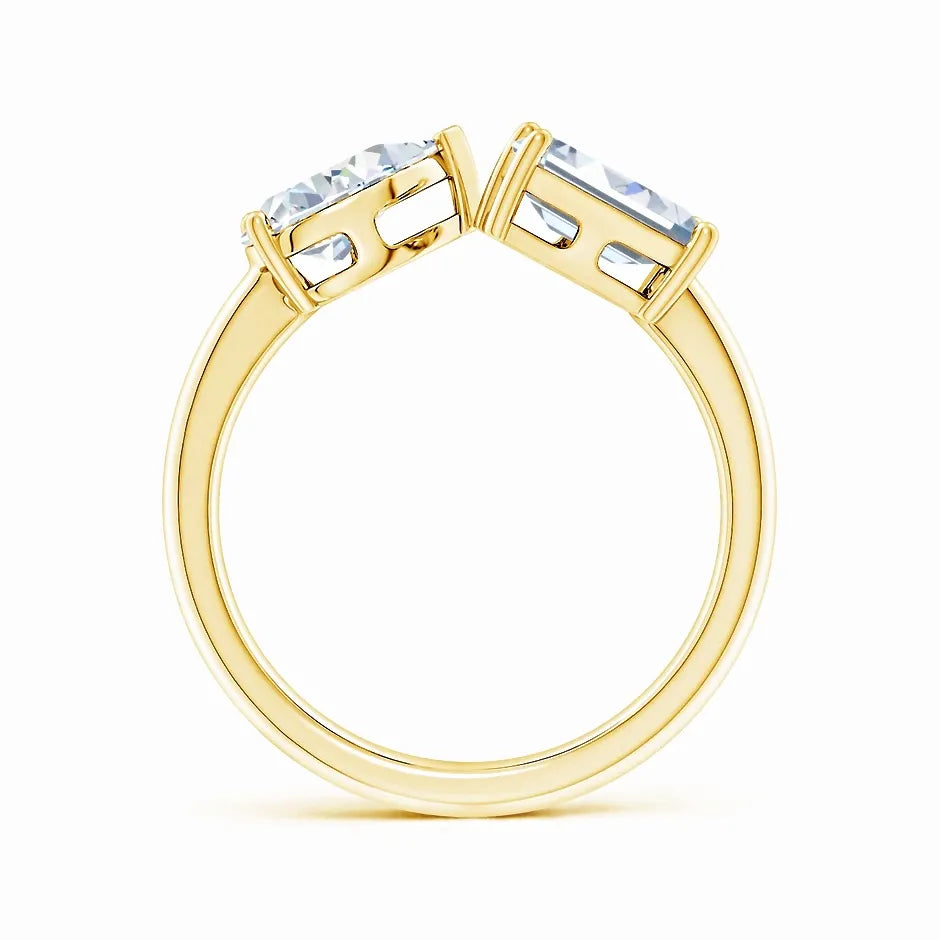 Lab-Grown Pear & Emerald-Cut Diamond Two-Stone Open Ring