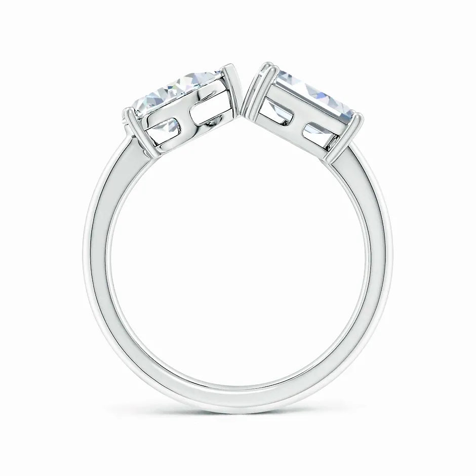 Lab-Grown Pear & Emerald-Cut Diamond Two-Stone Open Ring