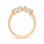 Load image into Gallery viewer, Lab-Grown Pear &amp; Emerald-Cut Diamond Two-Stone Open Ring
