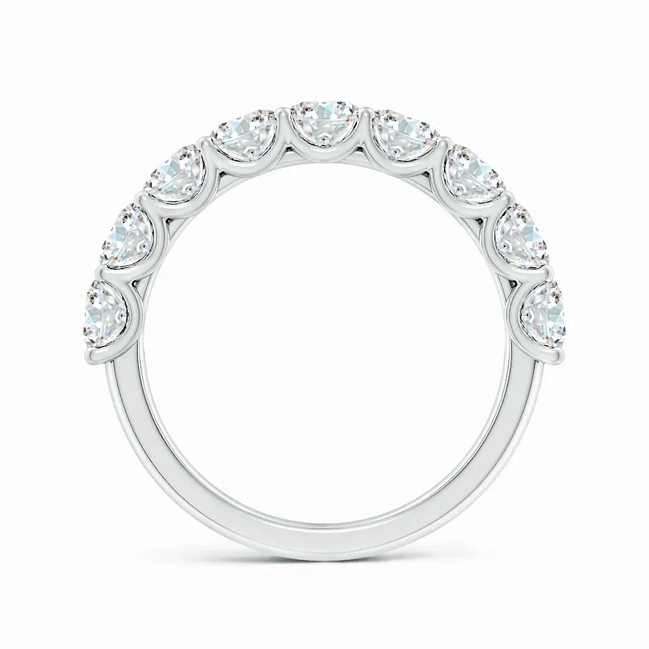 Lab-Grown Shared Prong-Set Round Diamond Half Eternity Wedding Ring