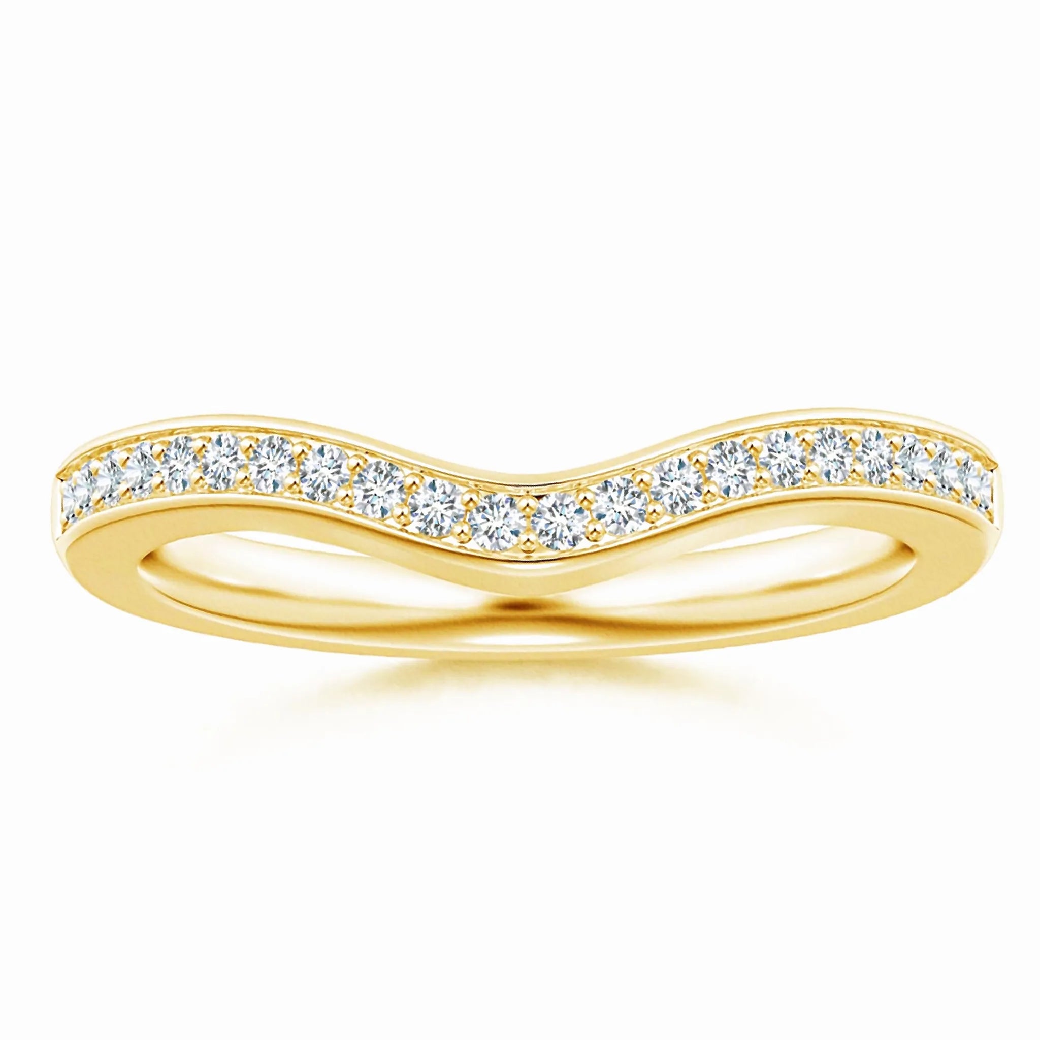 Lab-Grown Pave-Set Diamond Curved Wedding Ring