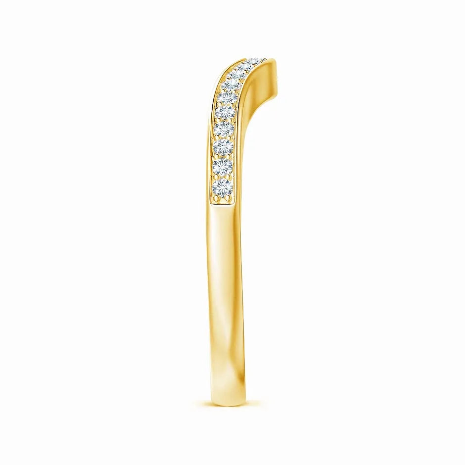 Lab-Grown Pave-Set Diamond Curved Wedding Ring