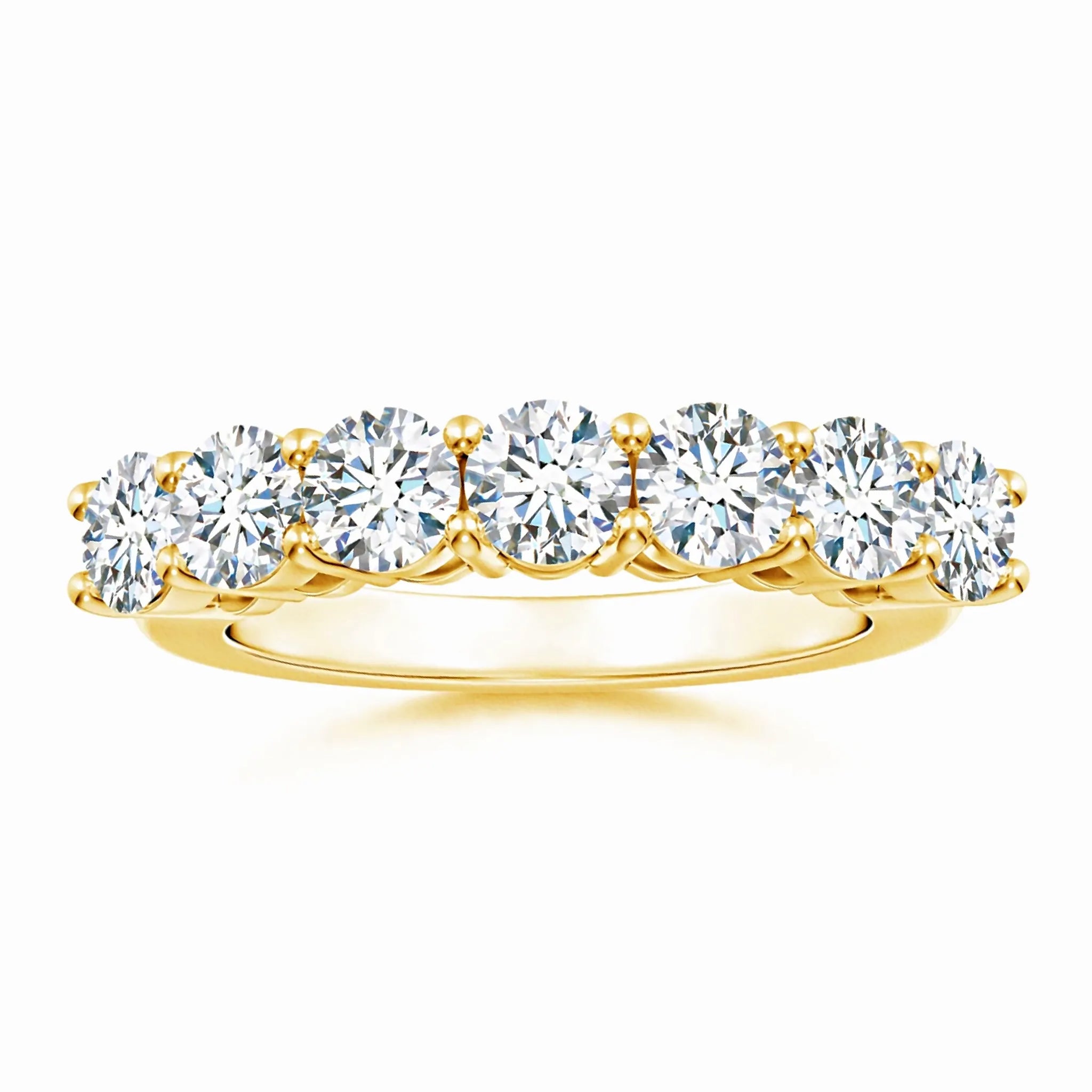 Lab-Grown Prong-Set Round Diamond Seven Stone Wedding Ring
