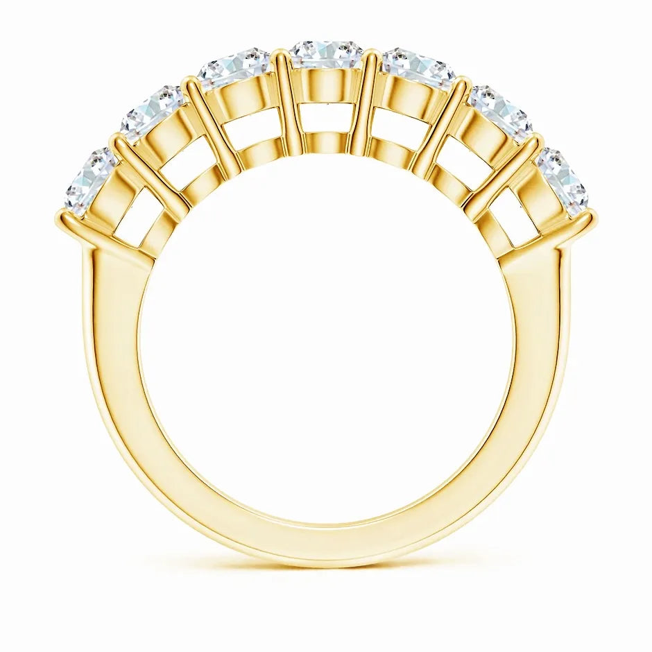 Lab-Grown Prong-Set Round Diamond Seven Stone Wedding Ring