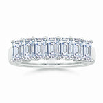 Load image into Gallery viewer, Lab-Grown Prong-Set Emerald-Cut Diamond Seven Stone Wedding Ring
