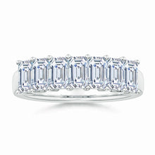 Lab-Grown Prong-Set Emerald-Cut Diamond Seven Stone Wedding Ring