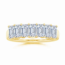 Lab-Grown Prong-Set Emerald-Cut Diamond Seven Stone Wedding Ring