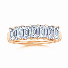 Lab-Grown Prong-Set Emerald-Cut Diamond Seven Stone Wedding Ring