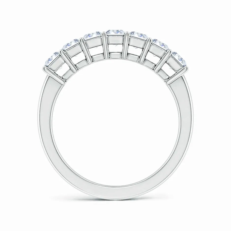 Lab-Grown Prong-Set Emerald-Cut Diamond Seven Stone Wedding Ring