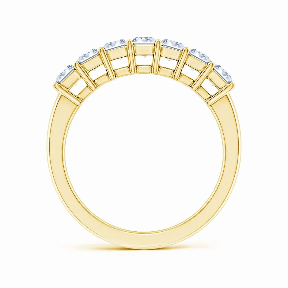 Lab-Grown Prong-Set Emerald-Cut Diamond Seven Stone Wedding Ring