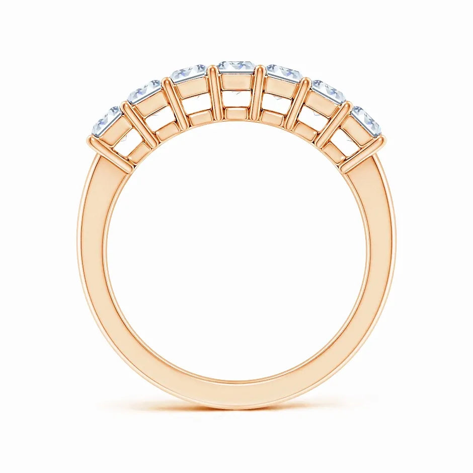 Lab-Grown Prong-Set Emerald-Cut Diamond Seven Stone Wedding Ring