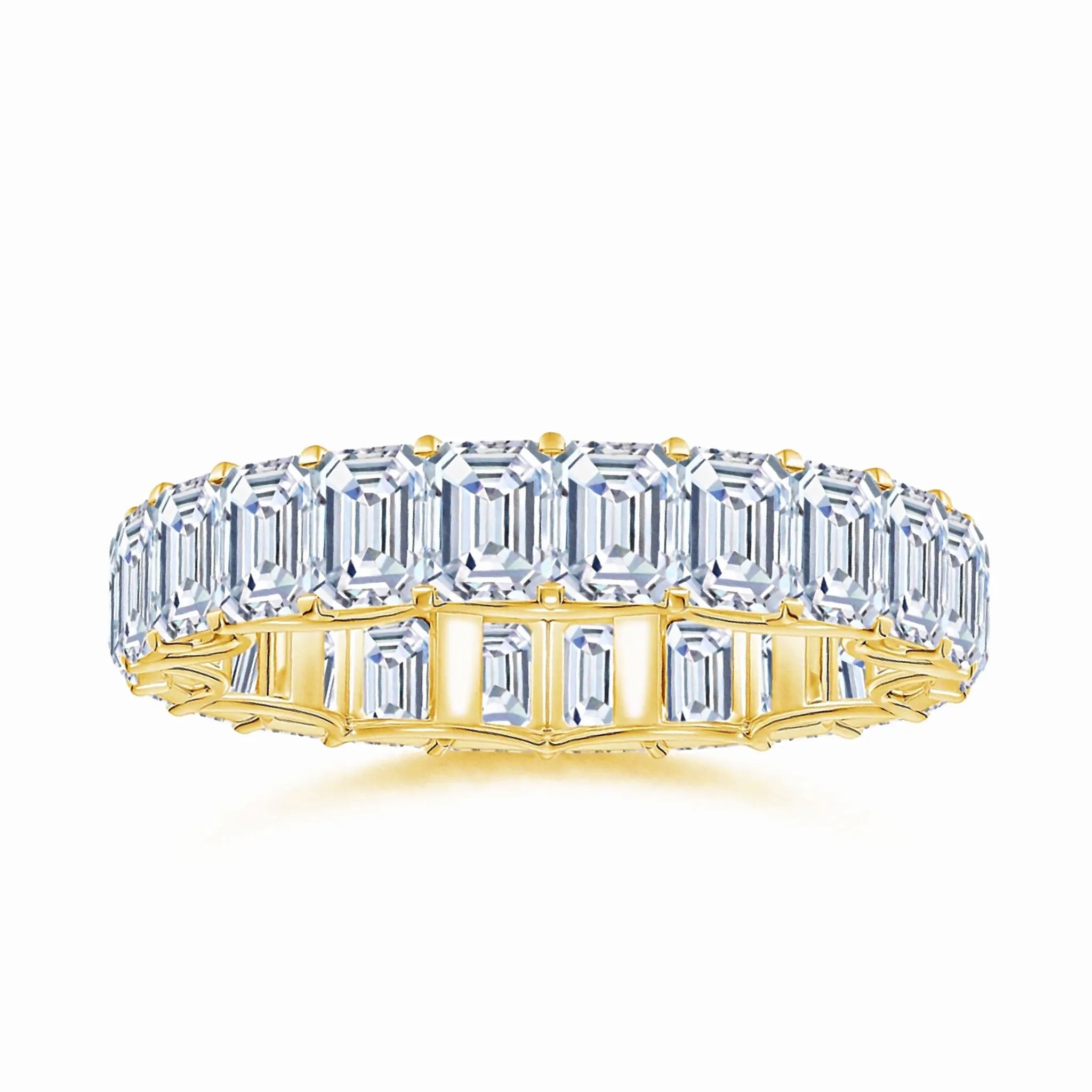 Lab-Grown Prong-Set Emerald-Cut Diamond Eternity Wedding Ring