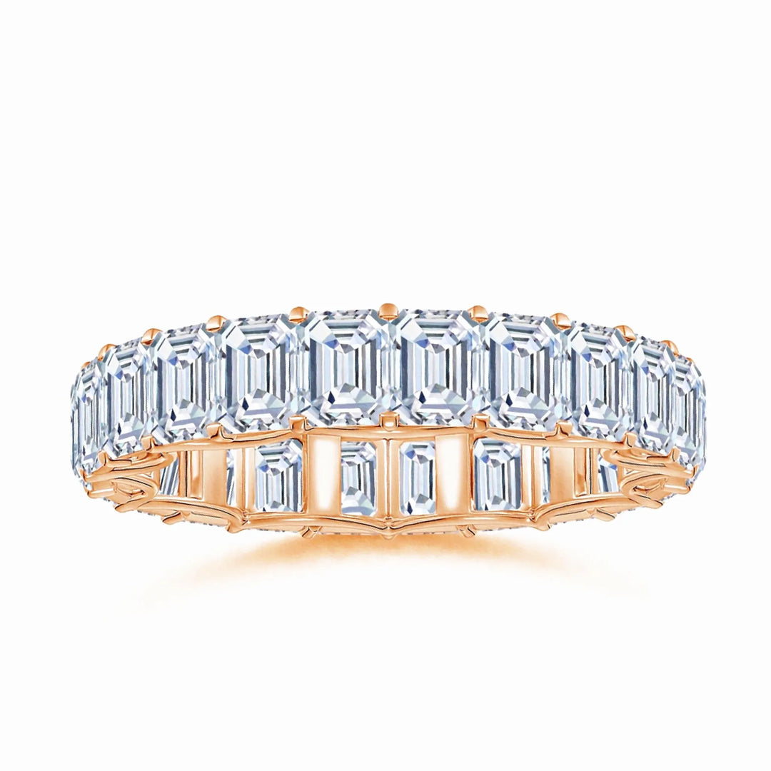 Lab-Grown Prong-Set Emerald-Cut Diamond Eternity Wedding Ring