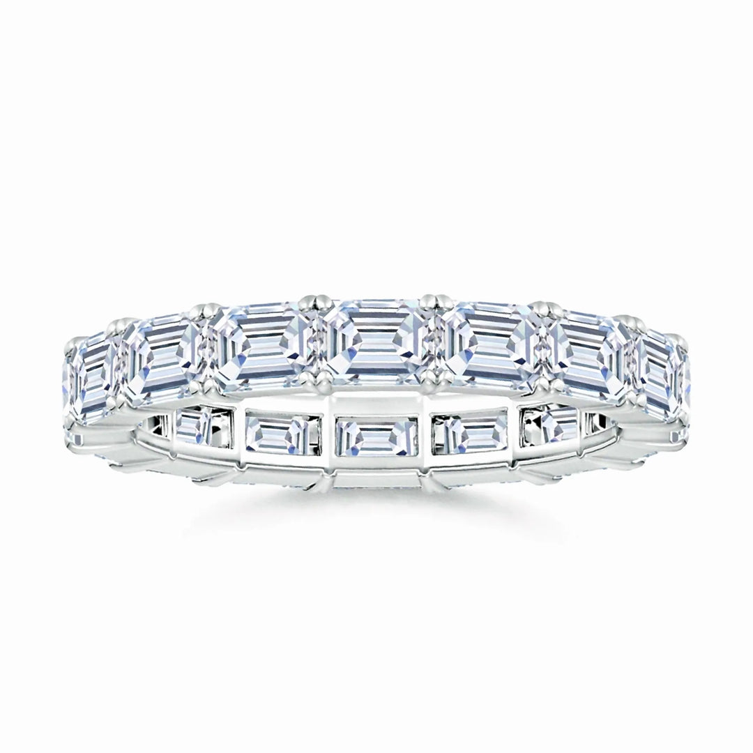 Prong-Set Emerald-Cut Lab-Grown Diamond East-West Eternity Wedding Ring