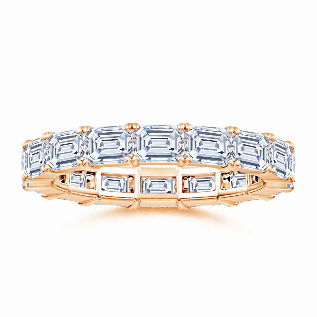 Prong-Set Emerald-Cut Lab-Grown Diamond East-West Eternity Wedding Ring