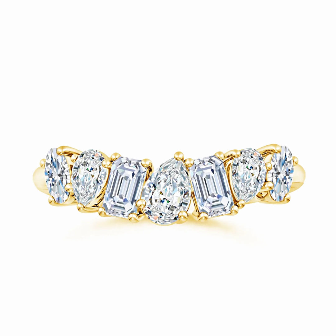 Lab-Grown Multi-Shape Diamond Contoured Wedding Ring