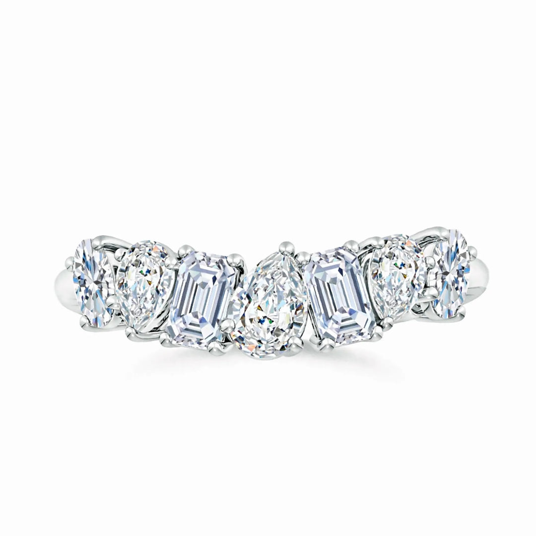 Lab-Grown Multi-Shape Diamond Contoured Wedding Ring