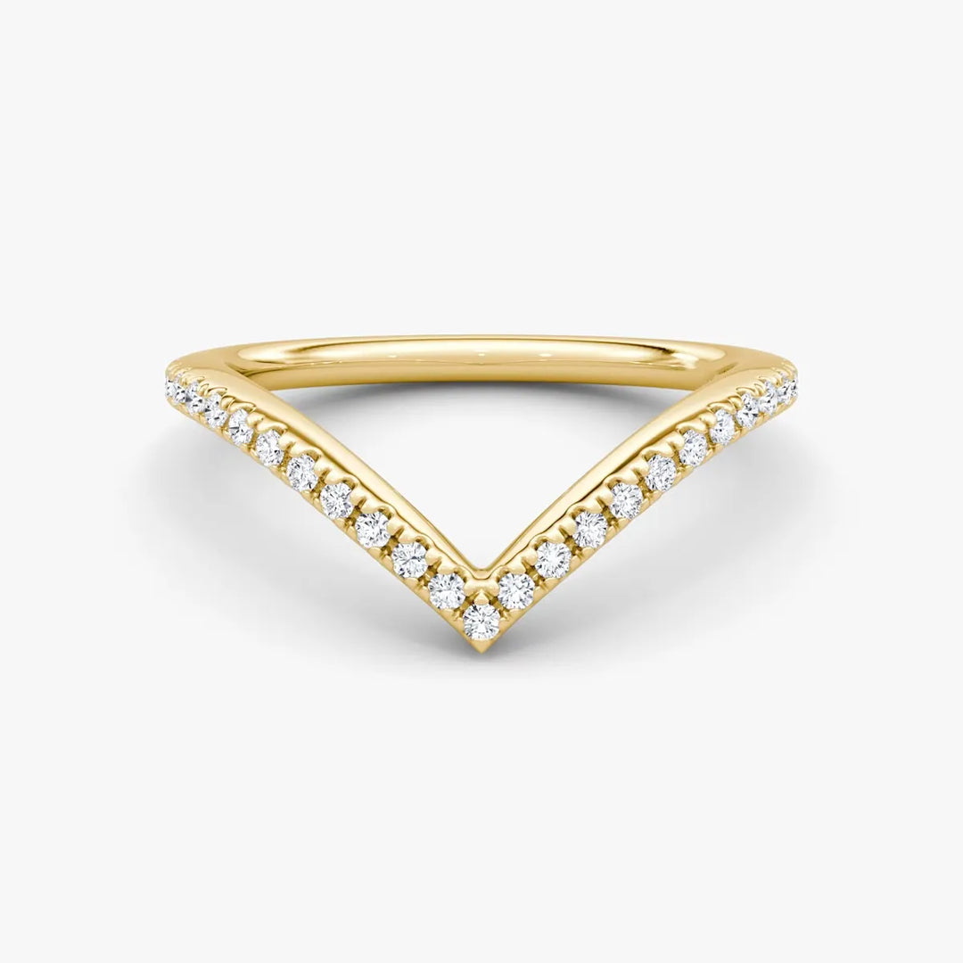 Lab Diamond V-Shaped Contoured Wedding Ring