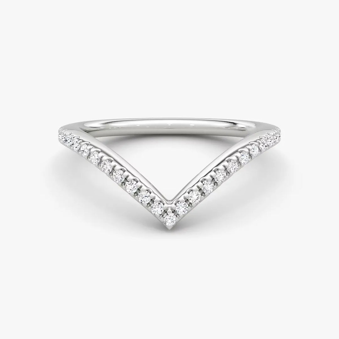 Lab Diamond V-Shaped Contoured Wedding Ring