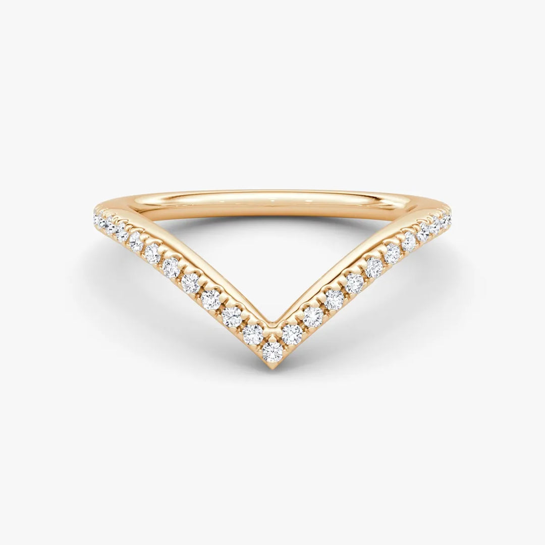 Lab Diamond V-Shaped Contoured Wedding Ring