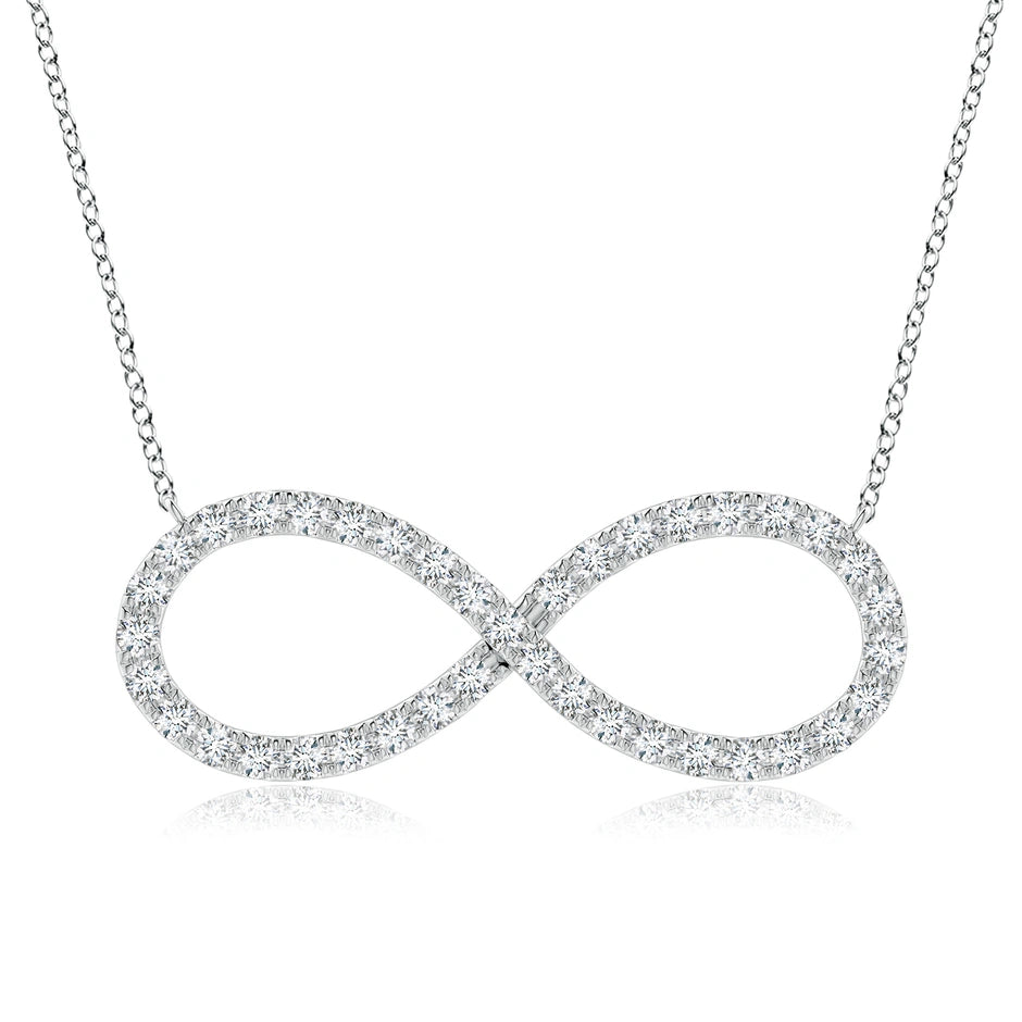 U-Pave Set Lab-Grown Diamond Sideways Infinity Pendant Necklace
