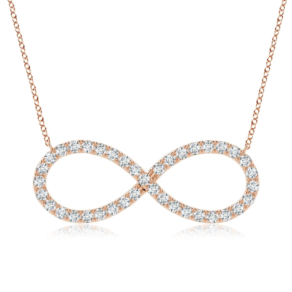 U-Pave Set Lab-Grown Diamond Sideways Infinity Pendant Necklace