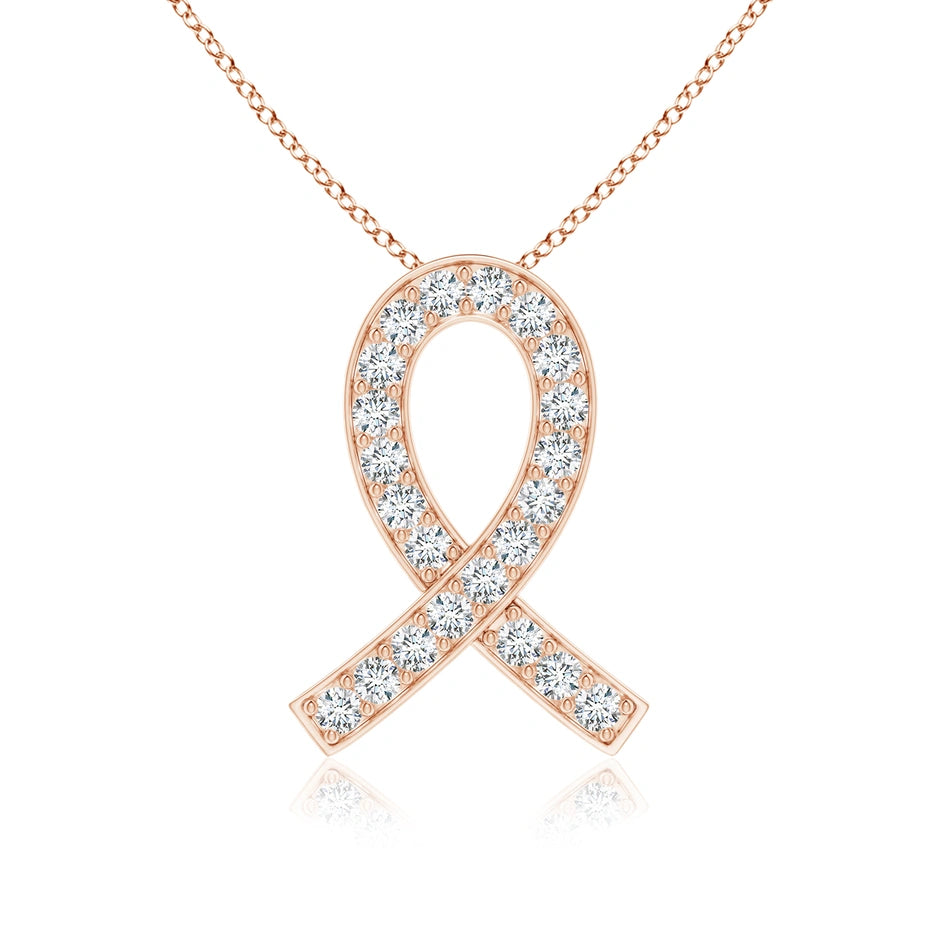 Lab-Grown Pave-Set Diamond Awareness Ribbon Pendant