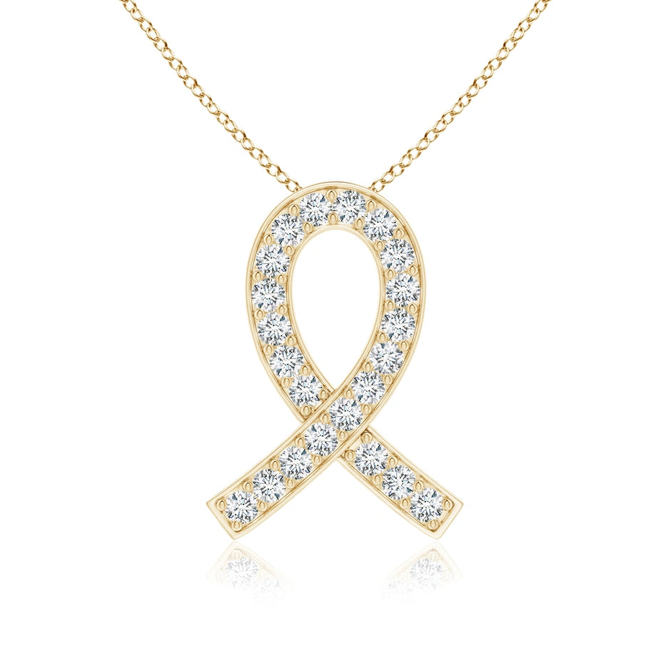 Lab-Grown Pave-Set Diamond Awareness Ribbon Pendant