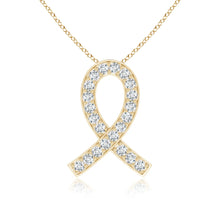 Lab-Grown Pave-Set Diamond Awareness Ribbon Pendant