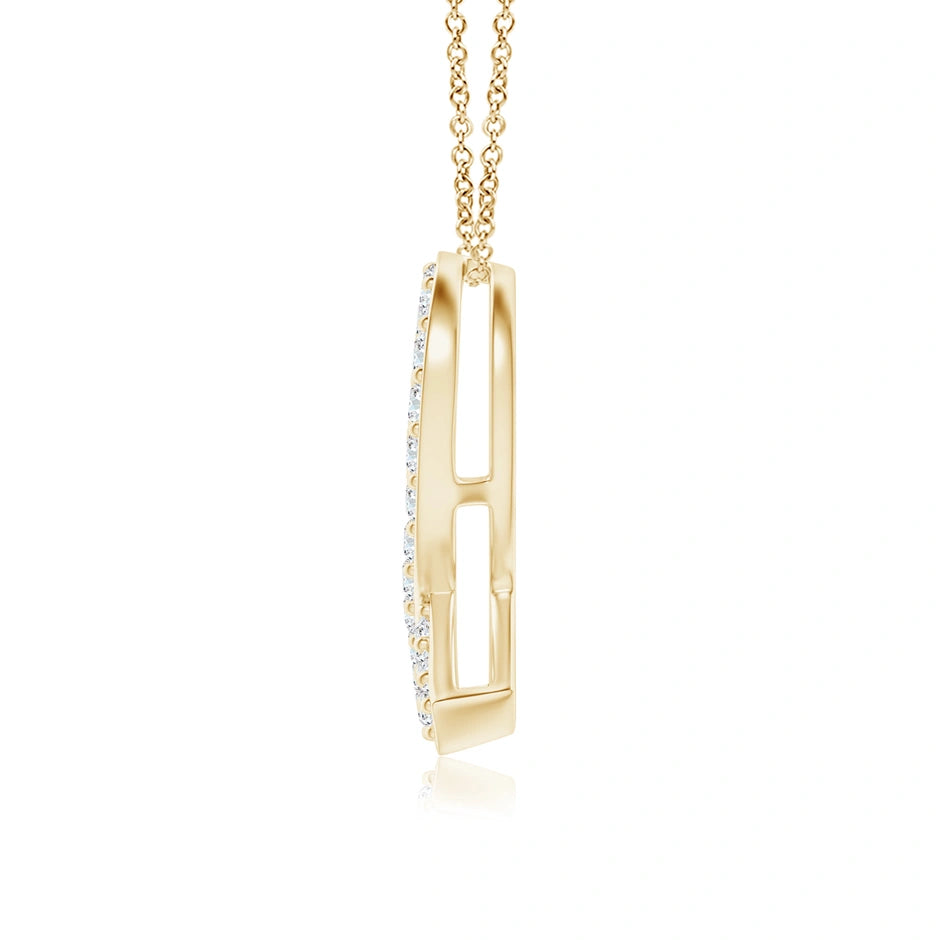 Lab-Grown Pave-Set Diamond Awareness Ribbon Pendant