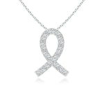 Load image into Gallery viewer, Lab-Grown Pave-Set Diamond Awareness Ribbon Pendant
