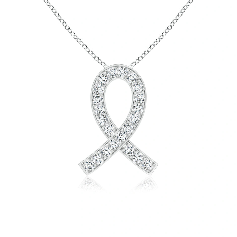 Lab-Grown Pave-Set Diamond Awareness Ribbon Pendant
