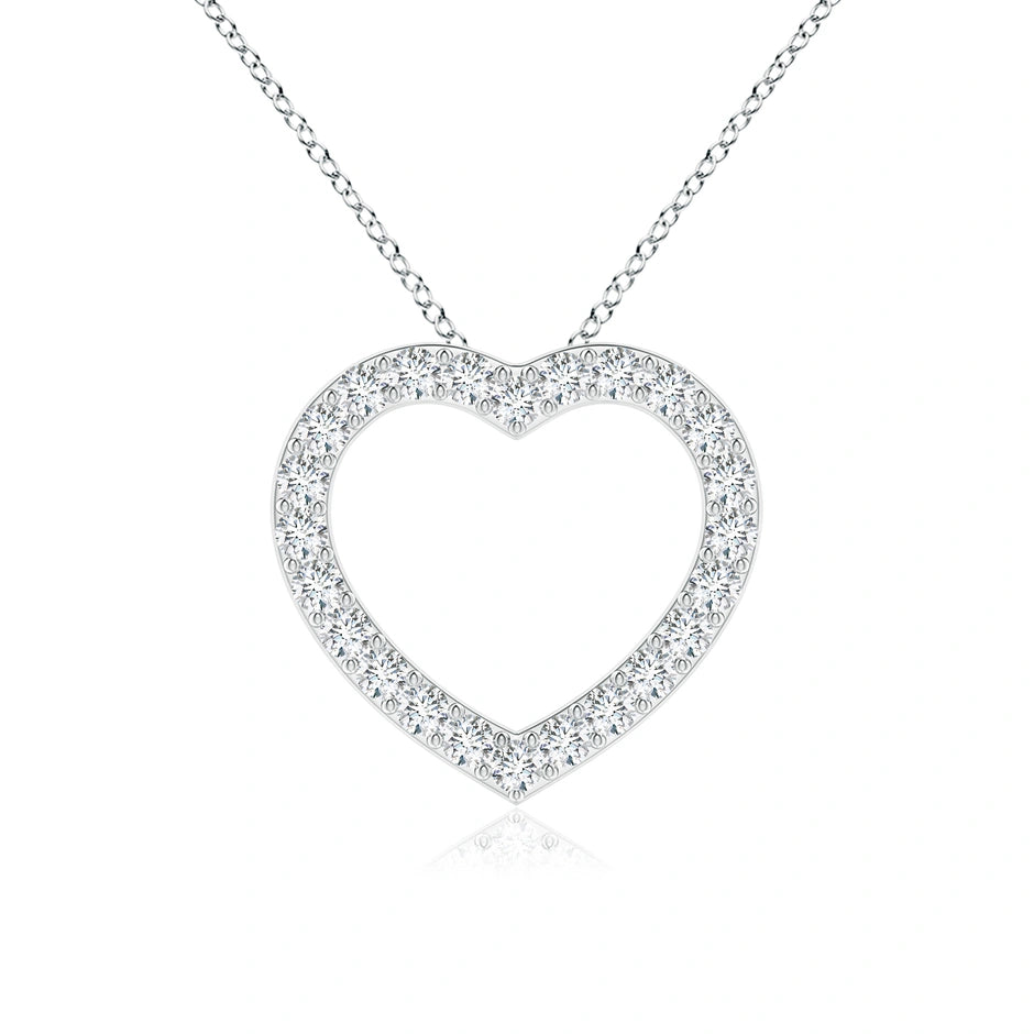Lab-Grown Prong-Set Diamond Open Heart Pendant