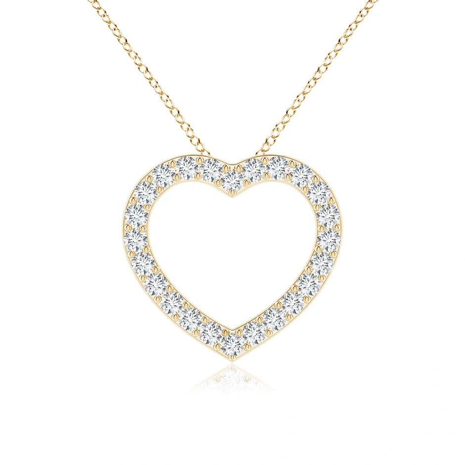 Lab-Grown Prong-Set Diamond Open Heart Pendant