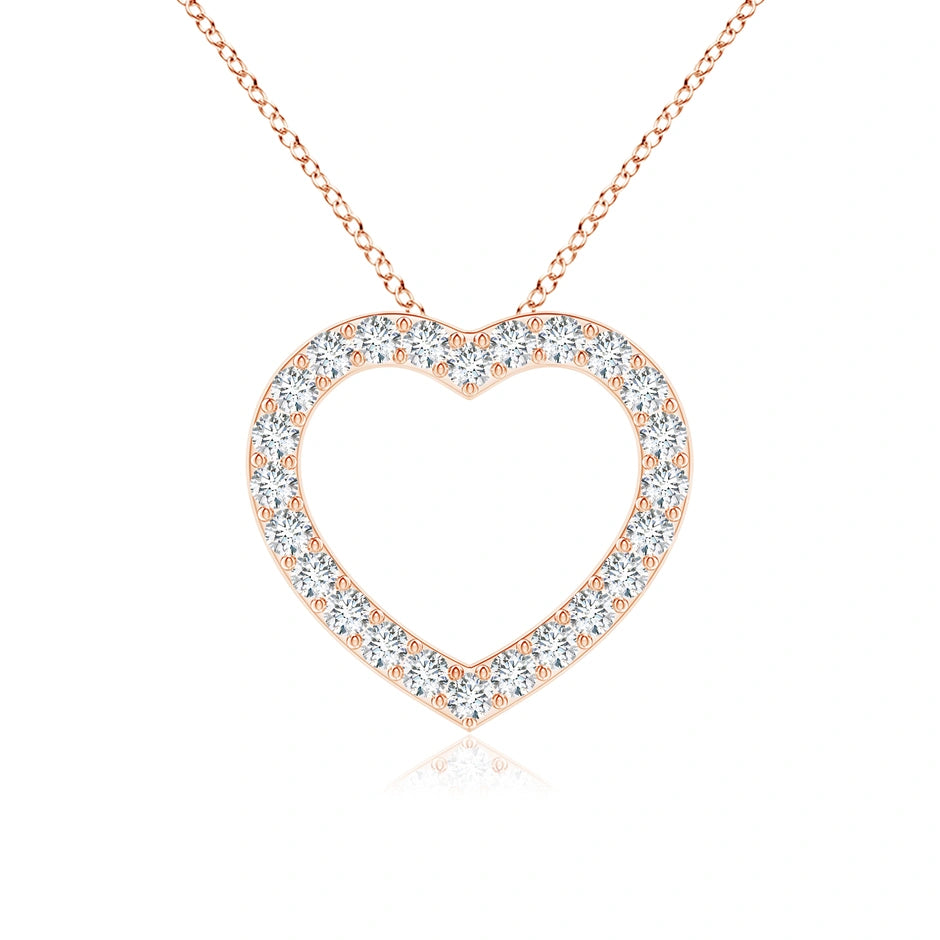 Lab-Grown Prong-Set Diamond Open Heart Pendant