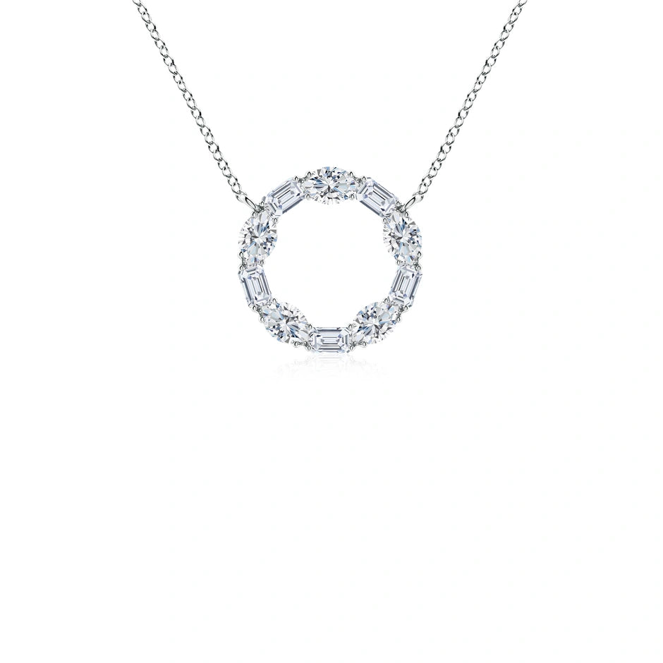 Lab-Grown Emerald-Cut and Oval Diamond Circle of Life Pendant