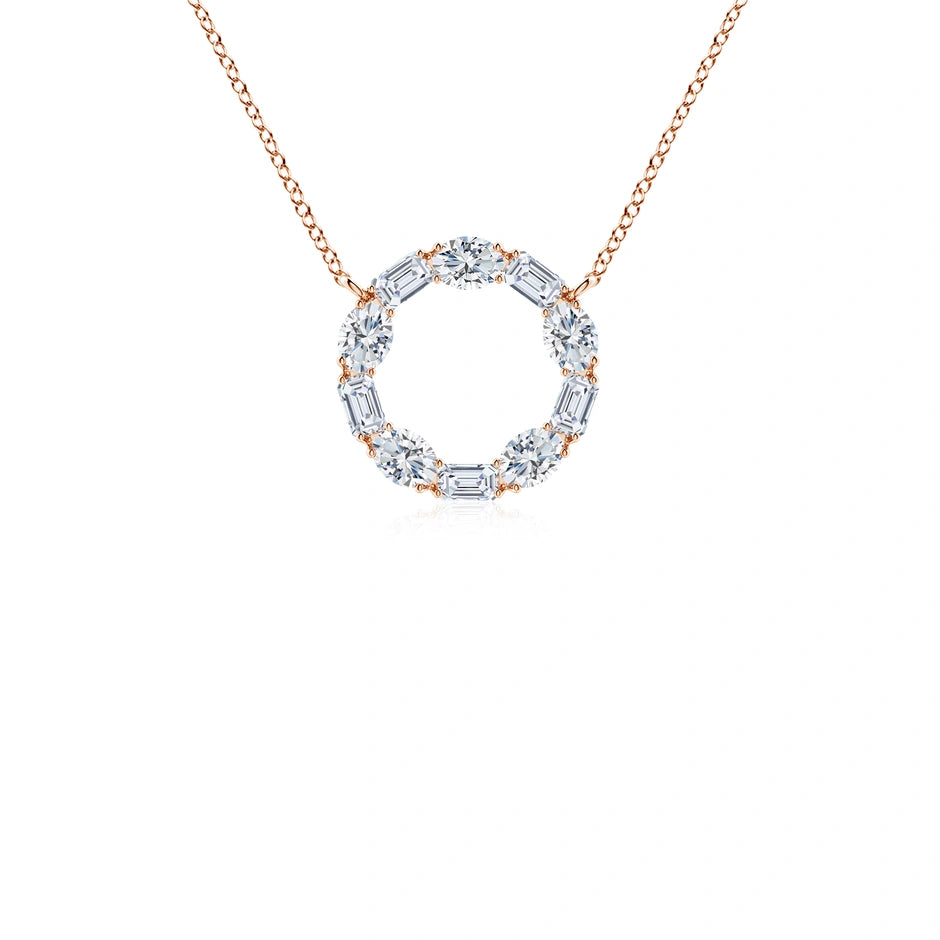 Lab-Grown Emerald-Cut and Oval Diamond Circle of Life Pendant