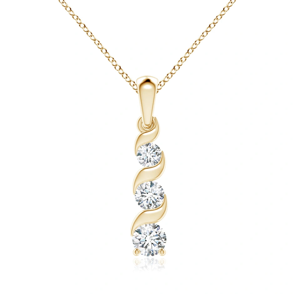 Lab-Grown Channel-Set Round Diamond Three Stone Journey Pendant