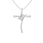 Load image into Gallery viewer, Lab-Grown Two Stone Diamond Bypass Cross Pendant
