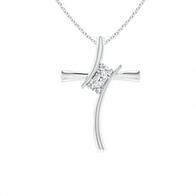 Lab-Grown Two Stone Diamond Bypass Cross Pendant