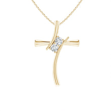 Lab-Grown Two Stone Diamond Bypass Cross Pendant