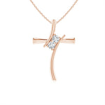 Load image into Gallery viewer, Lab-Grown Two Stone Diamond Bypass Cross Pendant
