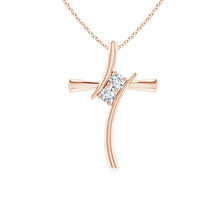 Lab-Grown Two Stone Diamond Bypass Cross Pendant