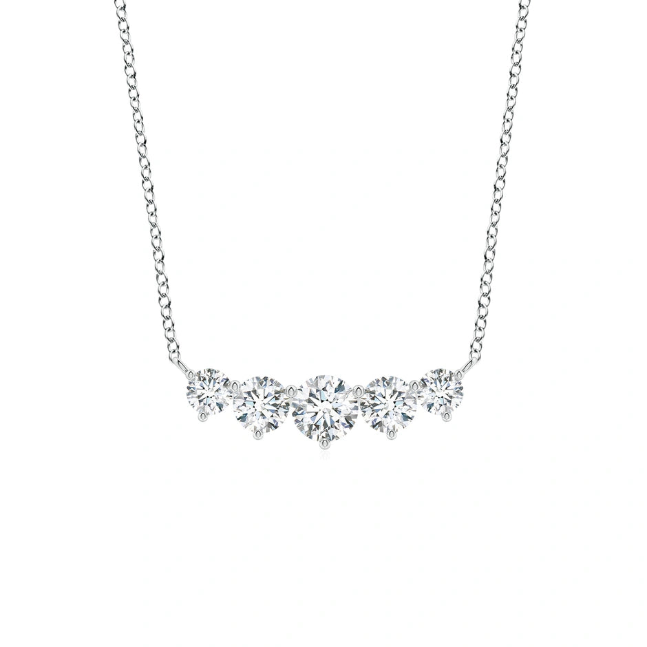 Graduated Five Stone Round Lab-Grown Diamond Necklace