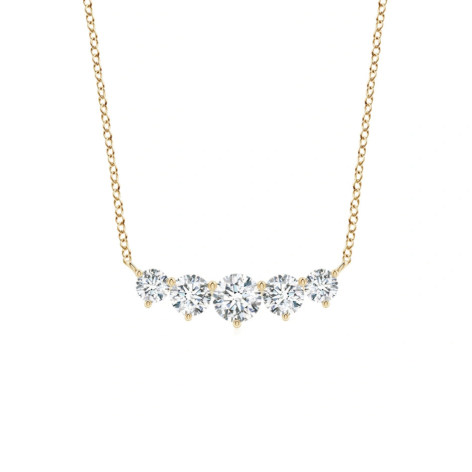 Graduated Five Stone Round Lab-Grown Diamond Necklace