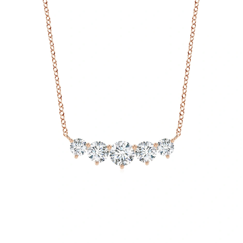 Graduated Five Stone Round Lab-Grown Diamond Necklace